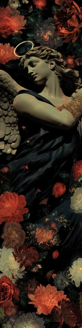 Free angel bookmark featuring an angel swatting in the garden